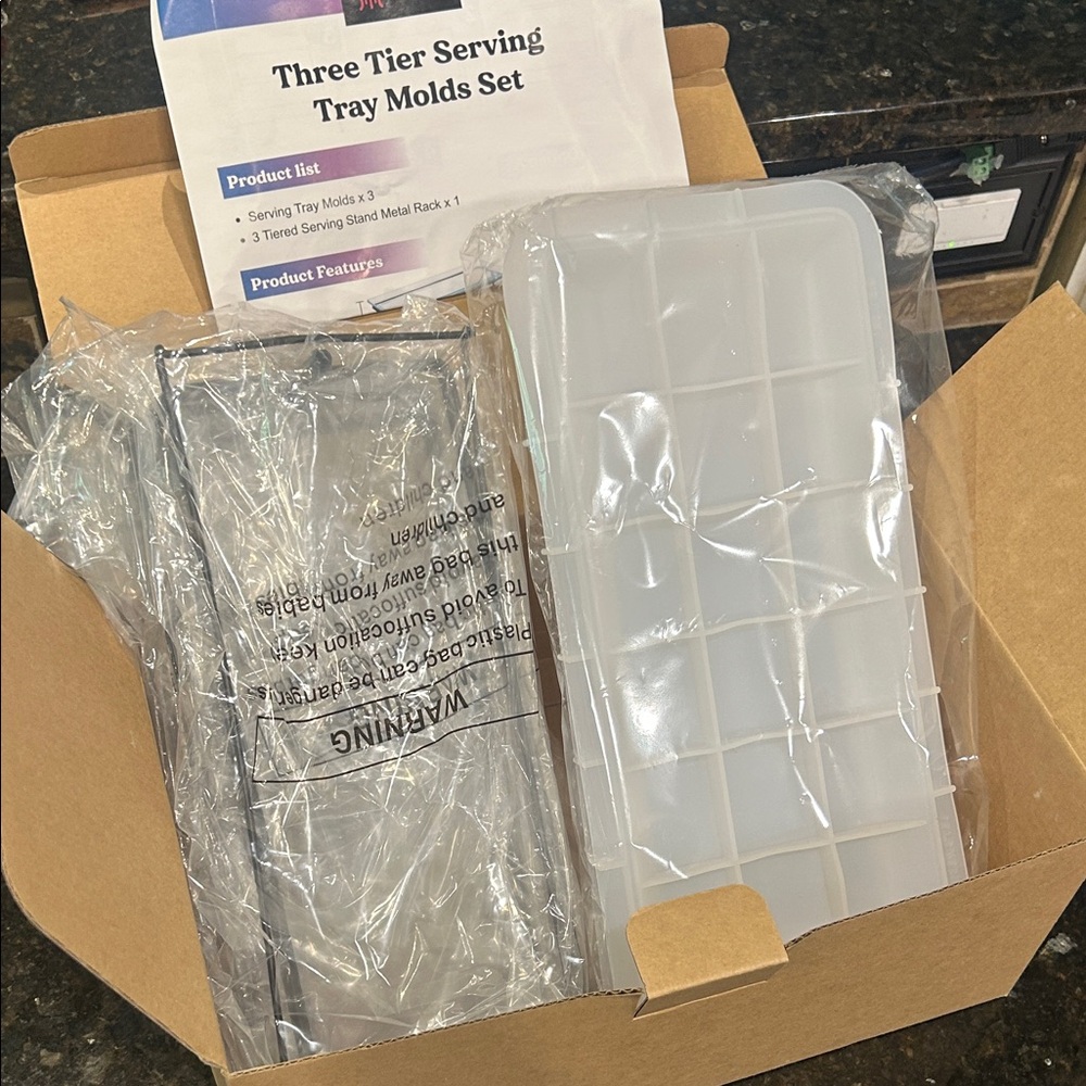 Resin three tier serving tray molds set